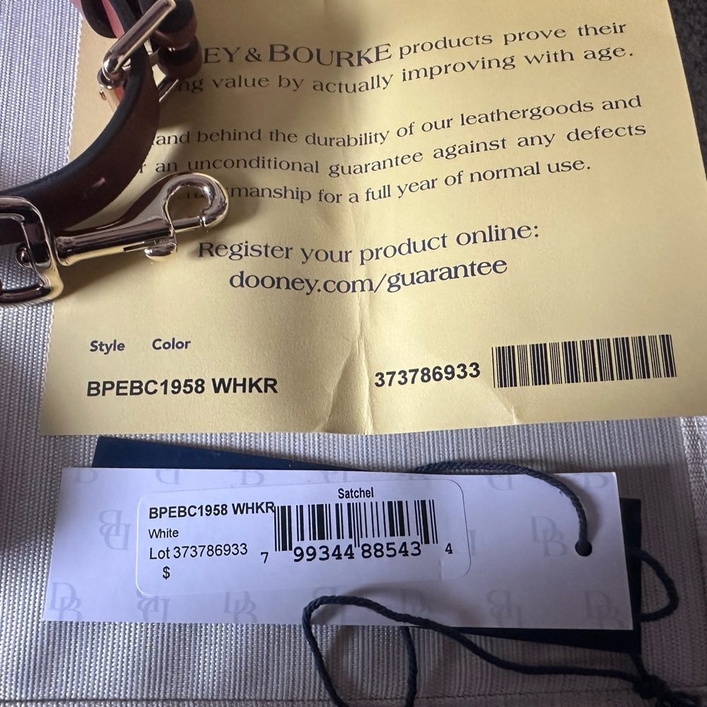 Dooney & Bourke Small Cream Satchel with DB Charms - Picture 4 of 12